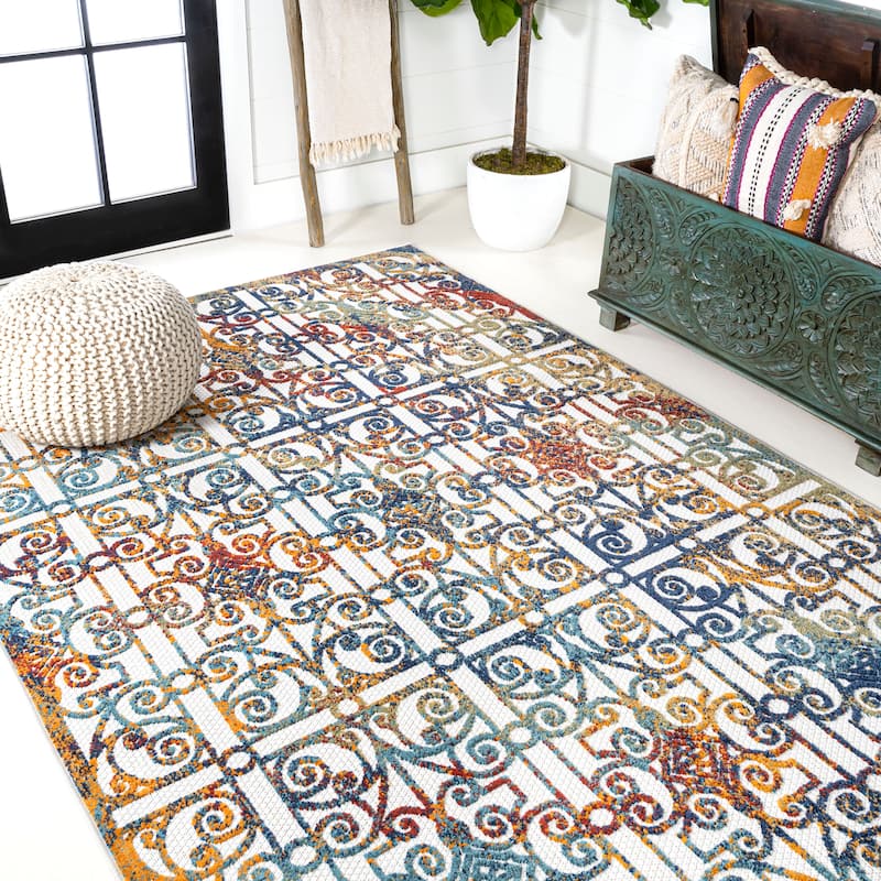 JONATHAN Y Tropics Ornate Trellis Indoor/Outdoor Area Rug