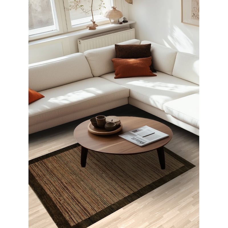 Hand Knotted Oriental 100% Wool Carpet Modern Contemporary Beige & Ivories Gabbeh Area Rug - 5' 7'' X 4' 2''