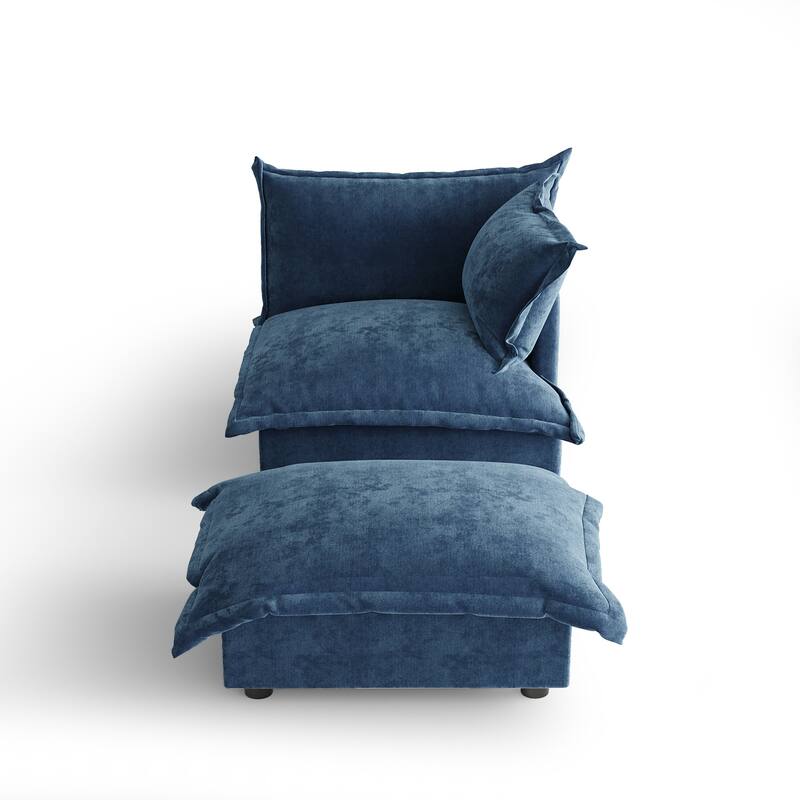 Modern Cloud Chaise Longue Accent Chair with Ottoman set