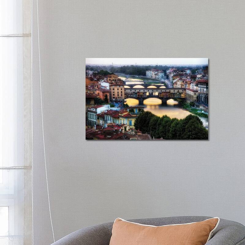 iCanvas "High Angle View Of The Bridges Over The Arno River, Florence, Tuscany, Italy" by George Oze Canvas Print - 18x26x1.5