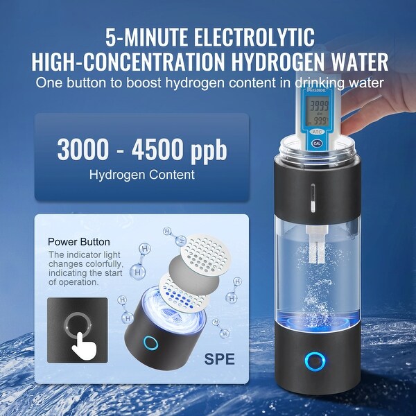 Hydrogen Water Bottle Generator with Nasal Inhalation Tube and