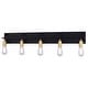preview thumbnail 7 of 7, Seward Park 5-Light 36 in. W Black and Satin Brass Gold Bare Bulb Industrial Bathroom Vanity Lighting Fixture, Full Backplate