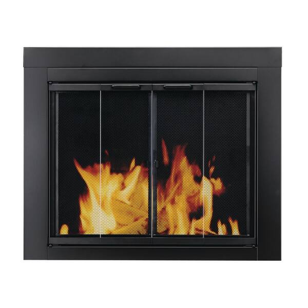 Shop Pleasant Hearth At 1000 Ascot Fireplace Screen And Bi Fold Track Free Glass Doors Small Black Powder Coated Overstock 25654142