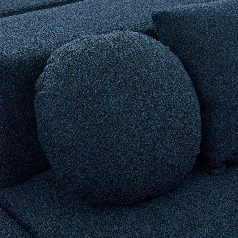 114.9" Modular Sectional Boneless Couch Sofa Bed with Deep Seats and Curved Design, Boucle Upholstered Sofa for Living Room