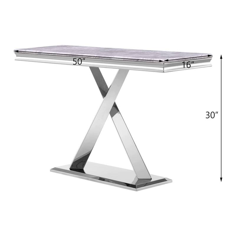 Luxury Console Tables With Mirrored Metal X-Shape Base for Entryway
