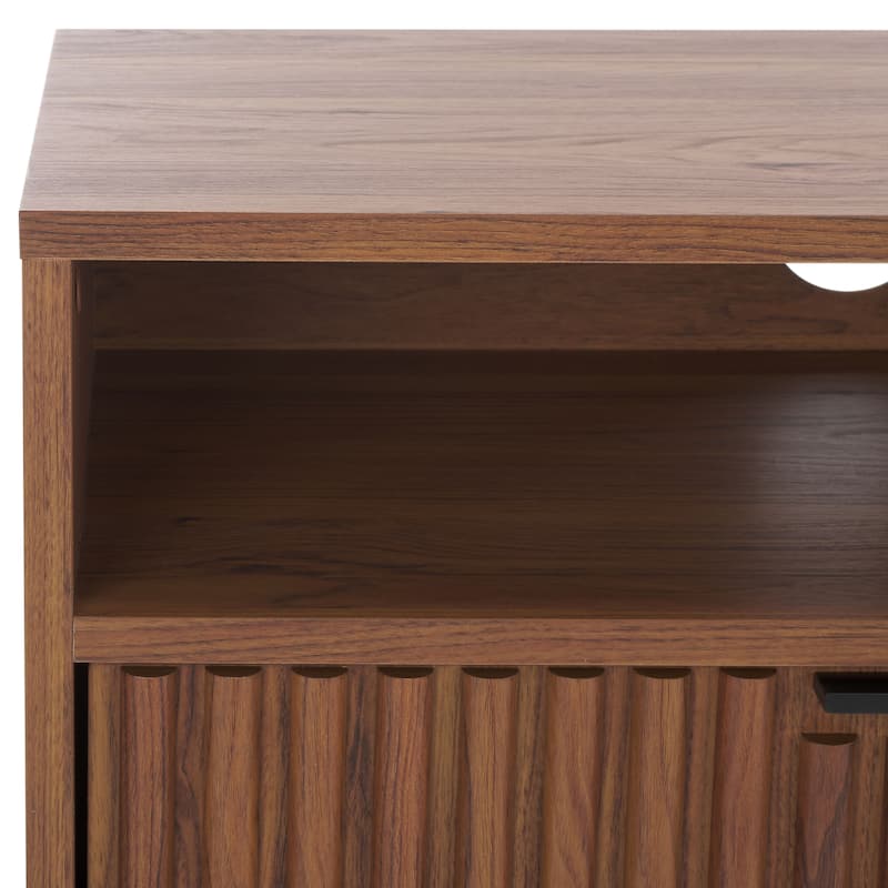 SAFAVIEH Lylia 2-Drawer 2-Shelf Entertainment Media Stand (Fits up to 65" Flatscreen TV) - 60.4 in. x 15.6 in. x 24.8 in.