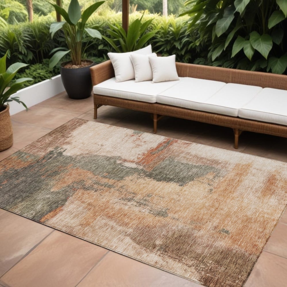 HomeRoots Abstract Transitional Rectangle Outdoor Rug