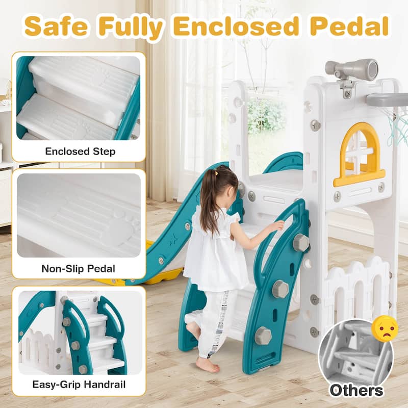 Costway 6 in 1 L-shaped Toddle Slide for Toddlers Age 1-3 Baby Slide