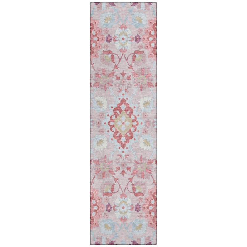 Machine Washable Indoor/ Outdoor Boho Traditional Chantille Rug