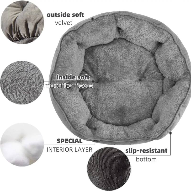 Microfiber Fleece Non-Slip Base Washable Soft Pet Bed for Small and Medium Pets