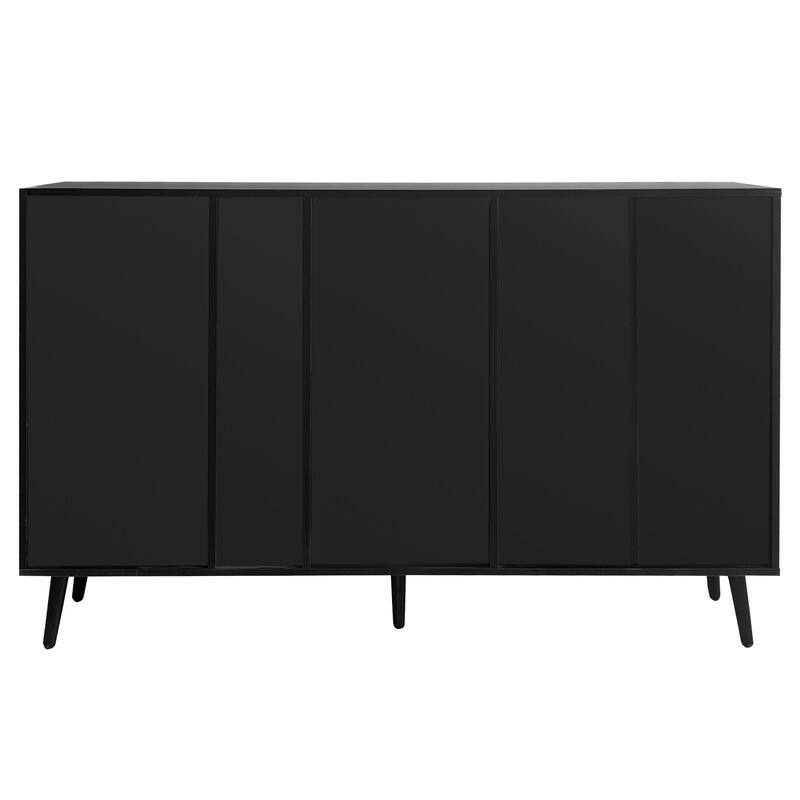 Glass Door Storage Cabinet with Drawers and Metal Handles, Living Room Modern Buffet Sideboard