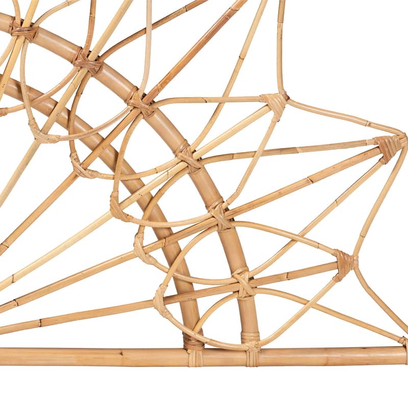 Solara Natural Rattan Headboard - Handwoven Wicker Wall-Mount Headboard in Sunburst Shape, Coastal Boho Bedroom Backdrop, Queen