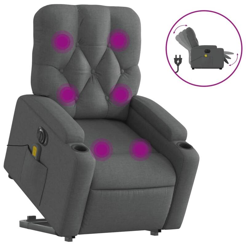 vidaXL Stand up Massage Recliner Chair Power Lift Wingback Armchair Fabric