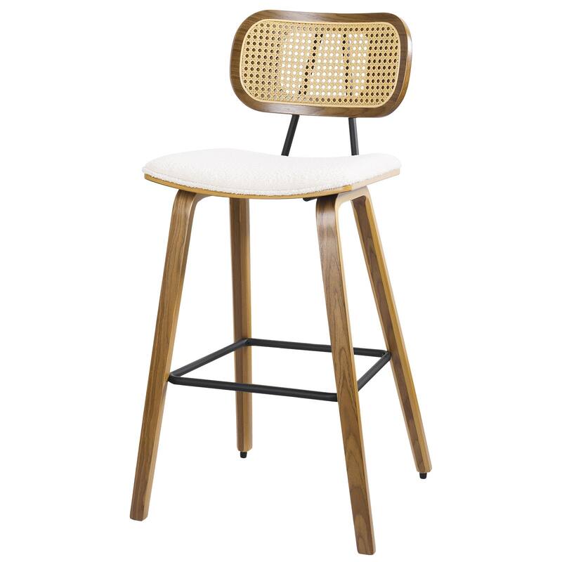 26" Upholstered Wood Counter Height Bar Stools - 17.7"W x 19.5"D x 35.1"H