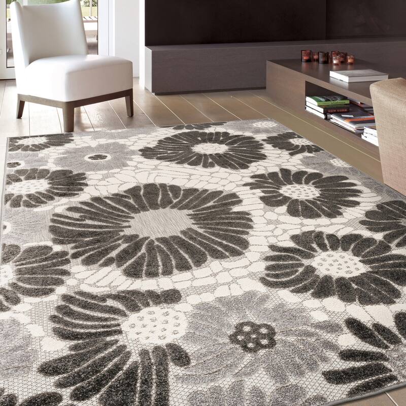 World Rug Gallery Palermo Modern Floral Indoor/Outdoor Area Rug