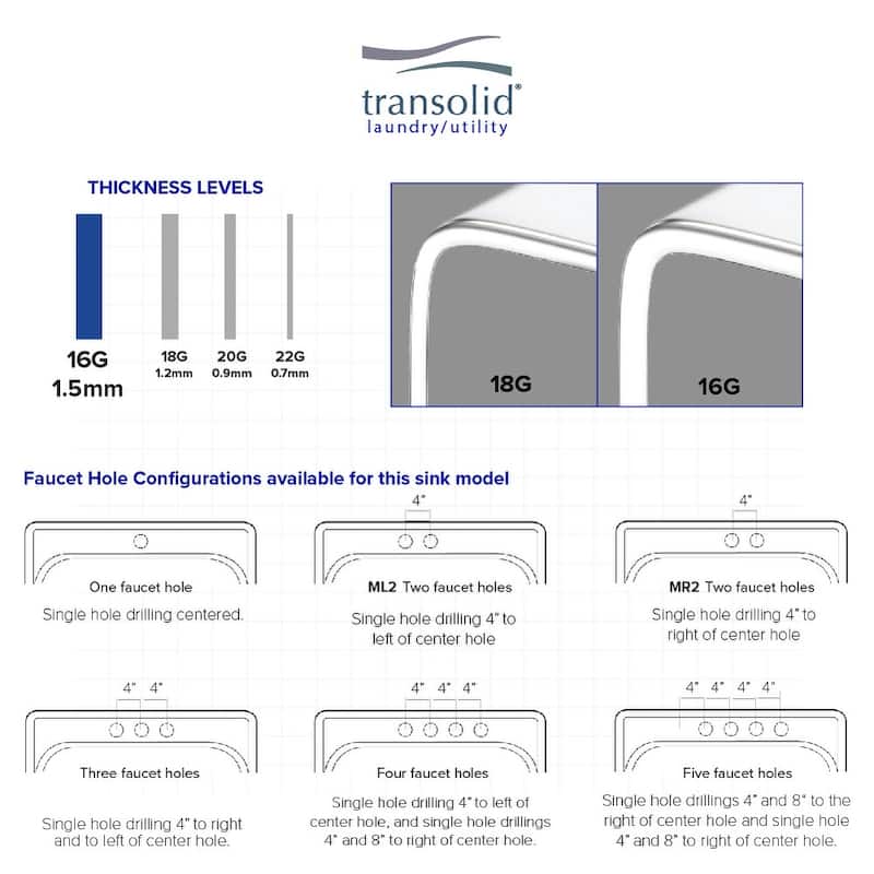 Transolid TRS_K-MTSB252212-MR2 Meridian 25" Drop In Single Basin - Brushed Stainless