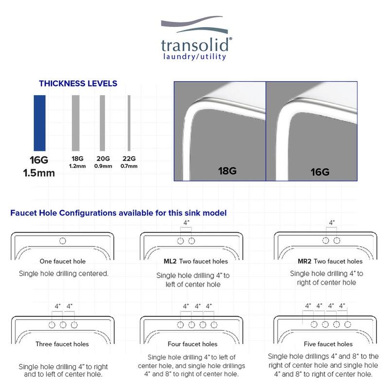 Transolid TRS_MTSB252212-3 Meridian 25" Drop In Single Basin Stainless - Brushed Stainless