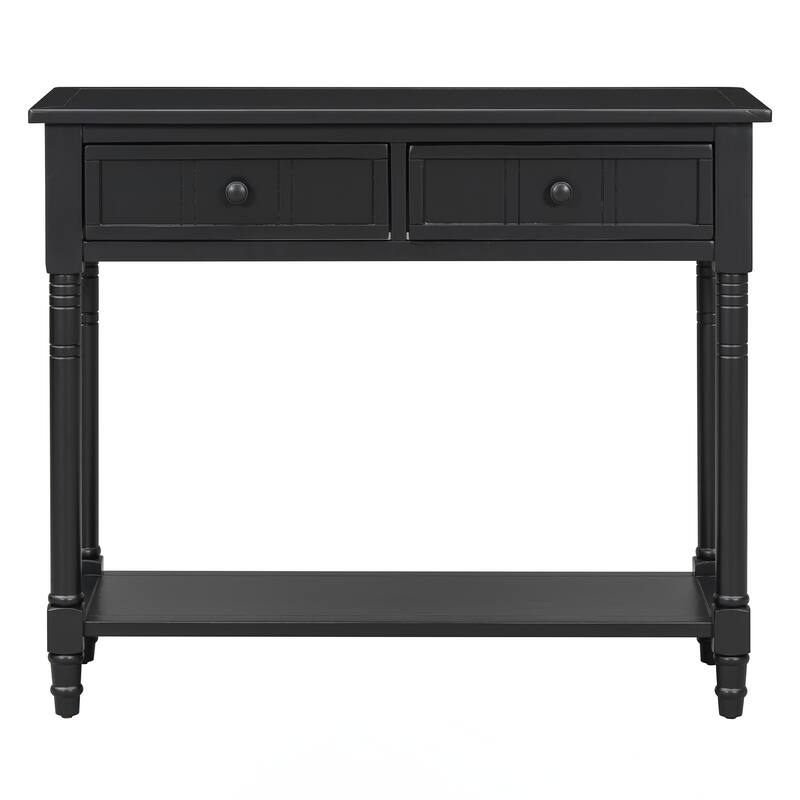 Console Table Traditional Design with Two Drawers and Bottom Shelf