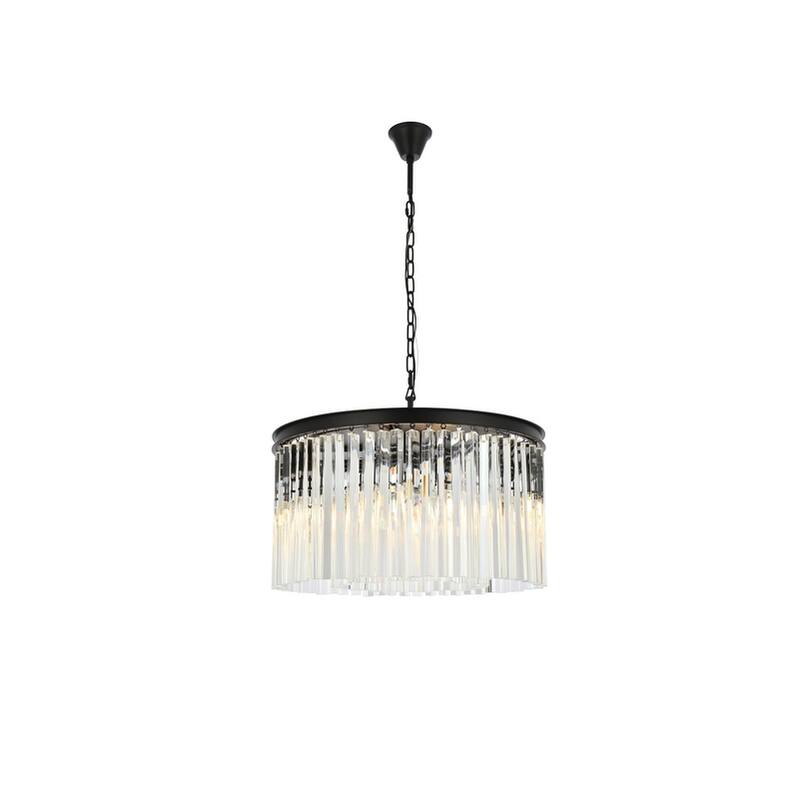 Royce Edge 8-Light Matte Black Chandelier - matte black (royal cut clear crystals)