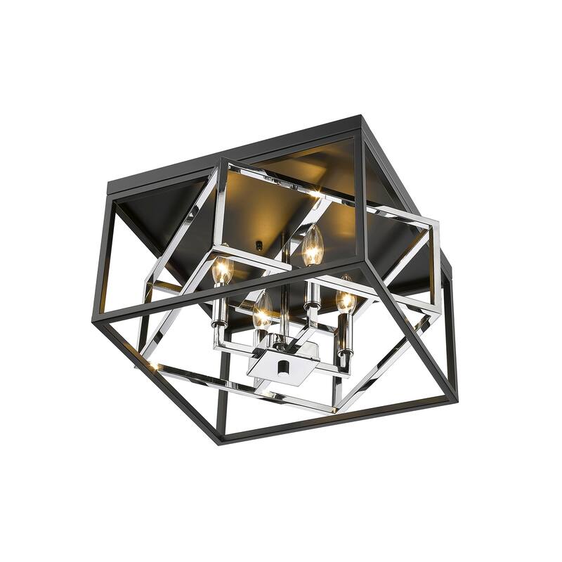 Flush Mount Ceiling Light - Crystal Embellished Metal Fixture - 16 Inch Diameter - 7