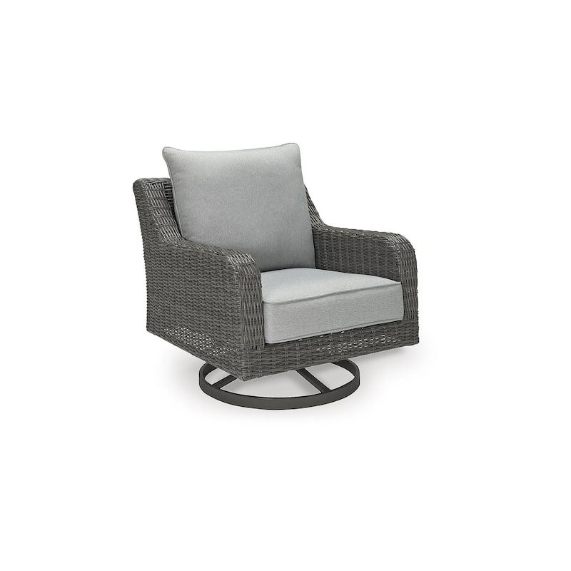 Signature Design by Ashley Elite Park Gray Outdoor Loveseat, Lounge Chairs and Cocktail Table - 56"W x 35"D x 38"H
