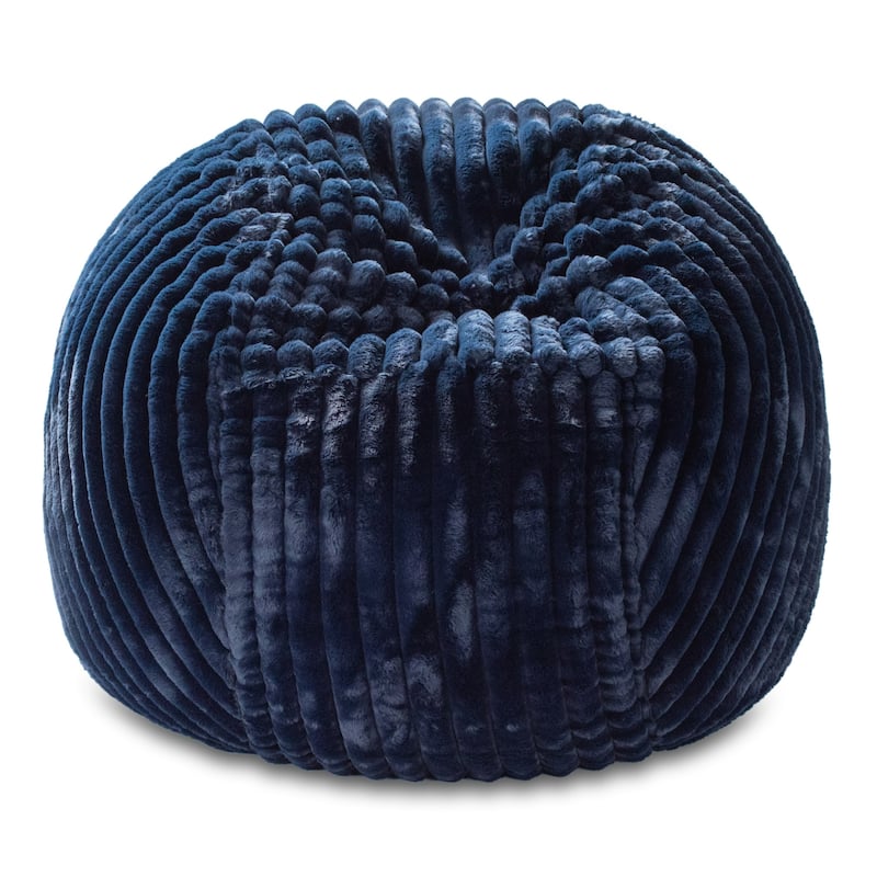 Large Plush Faux Fur Ribbed Bean Bag Chair - 60" - Midnight Blue