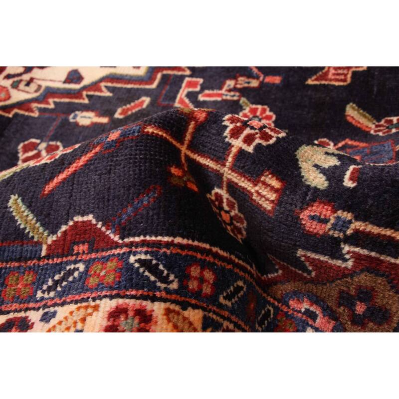 ECARPETGALLERY Hand-knotted Andelz Dark Navy Wool Rug - 4'5 x 9'0