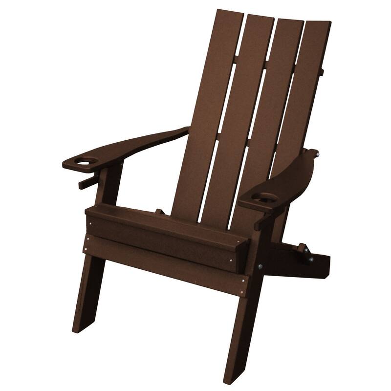 Poly Hampton Folding Adirondack Chair with 2 Cupholders