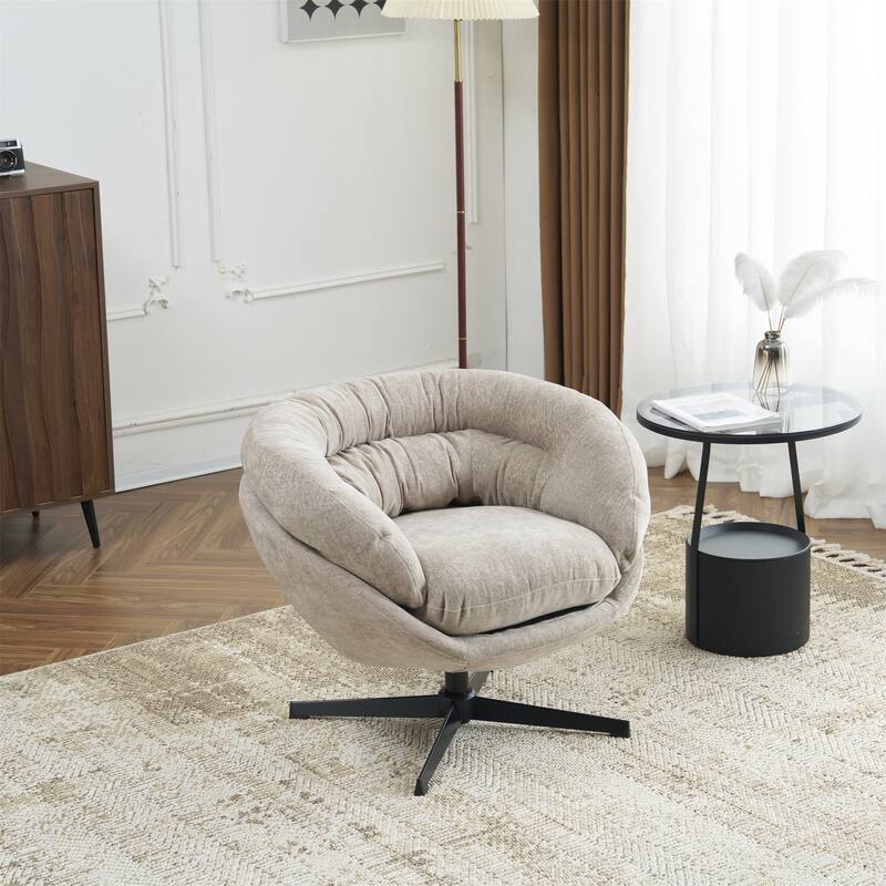 Ergonomic Chenille Office Chair Swivel Chair, Rotating Chair Club Chair Accent Chair with Removable Cushion