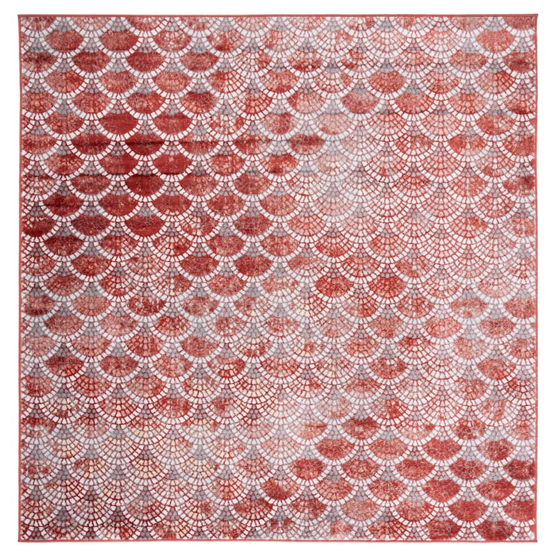 SAFAVIEH Lagoon Jurij Modern Scallop Rug - 6'7" Square - Brown/Ivory