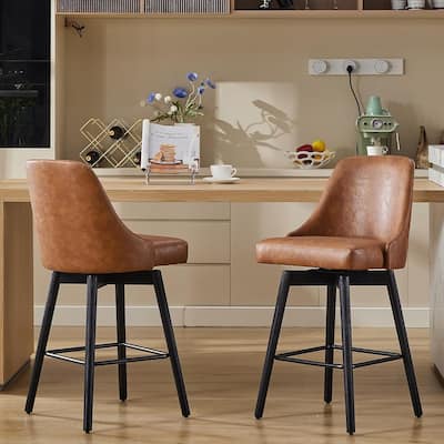Swivel Bar Stools Set of 2, 30" Height Upholstered Barstools