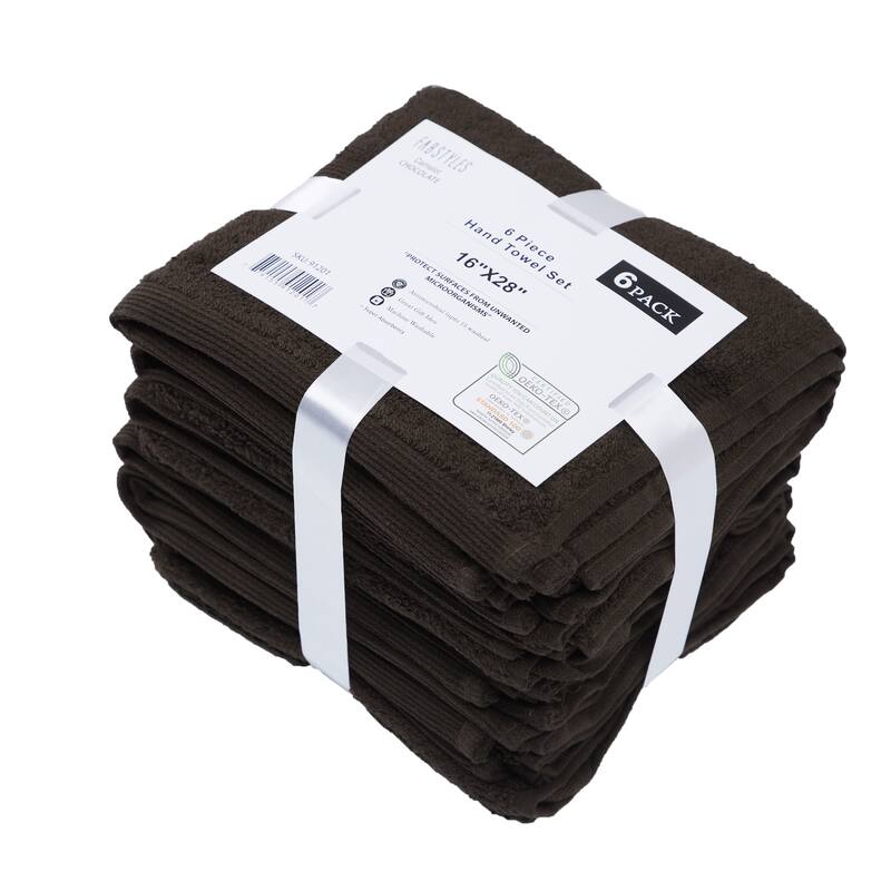 Fabstyles Luxury Hand Towels 16 x 28 Inches Set of 6 - 16x28
