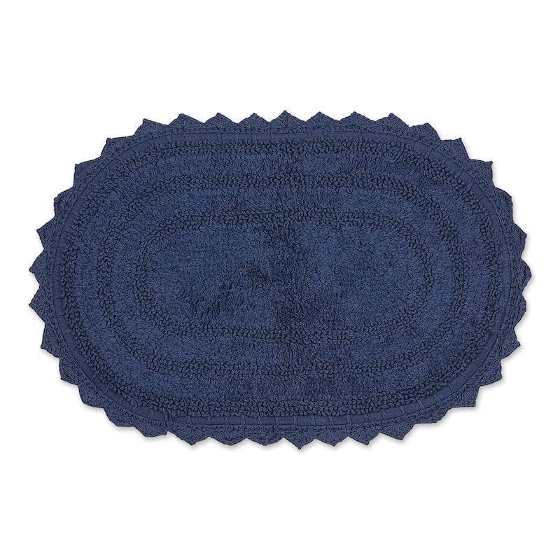 DII Crochet Bath Mat - Small Oval, 17x24" - French Blue