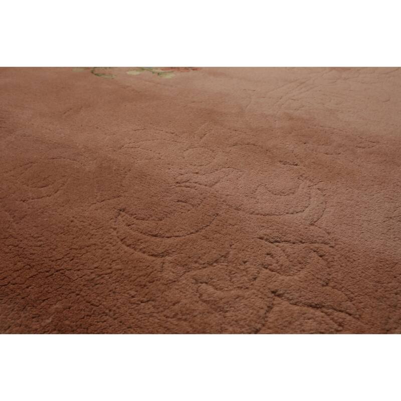 8x10 Hand Knotted Wool Rose French Aubusson Savonnerie Plush Pile Rug - 8' x 10'