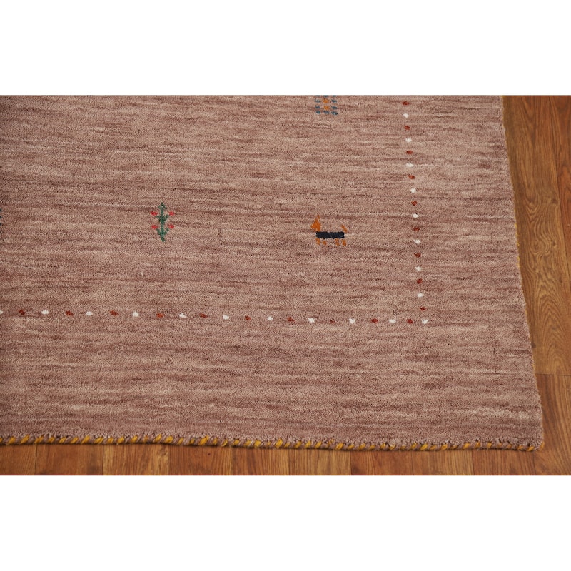 Hand Knotted Oriental 100% Wool Carpet Tribal Tribal Brown Gabbeh Area Rug - 7' 10'' X 5' 0''