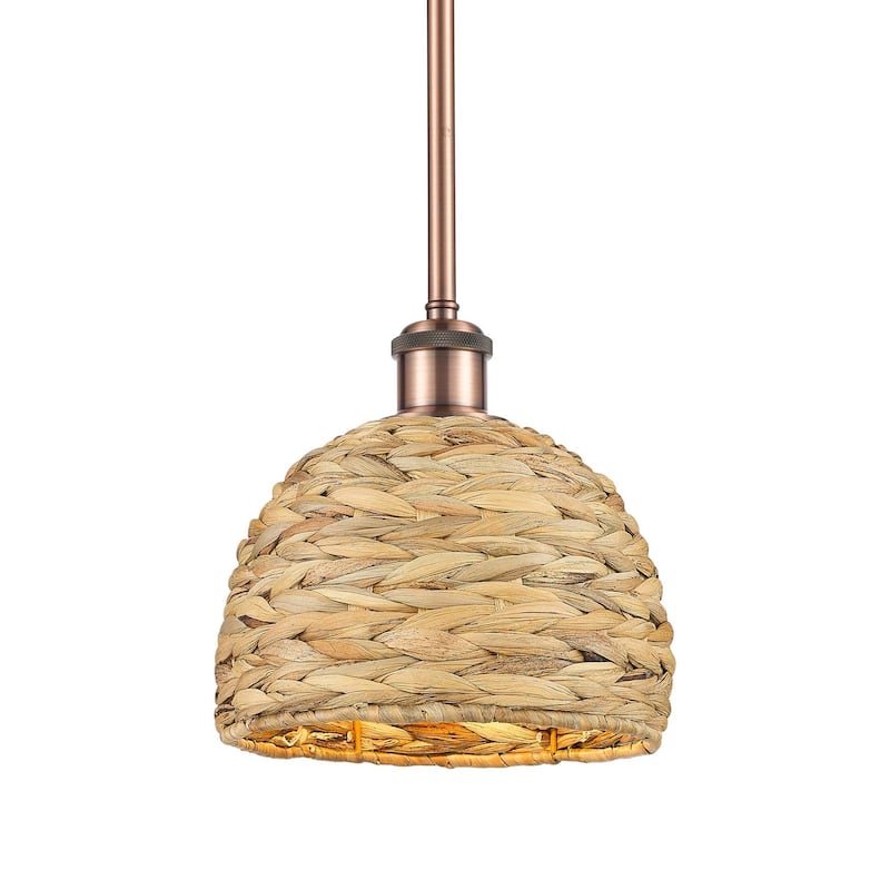 Innovations Lighting 516-1S-9-8 Woven Rattan Pendant Woven Rattan 8" - Antique Copper / Natural