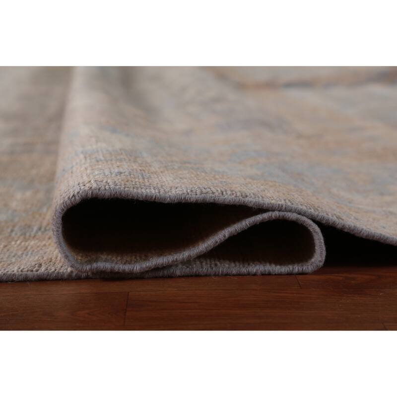 Hand Knotted Oriental 100% Wool Carpet Transitional All-Over Greys & Charcoal Oushak Area Rug - 13' 10'' X 10' 1''