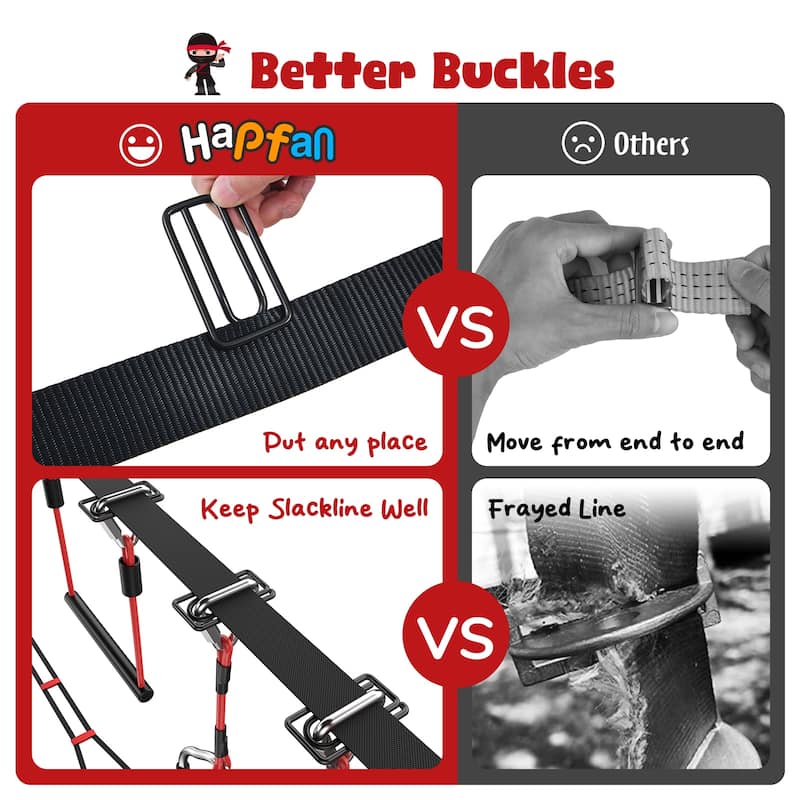 50ft Ninja Warrior Obstacle Course for Kids with Rickety Bridge,Tree Slackline Jungle Gym for Backyard Outdoor