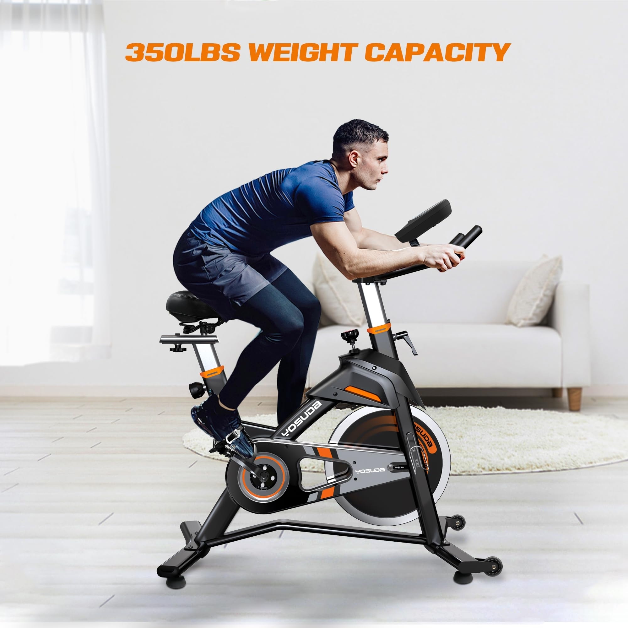 Indoor Cycling Bike Stationary - Exercise Bike for Home Gym with Comfortable Seat Cushion, Silent Belt Drive, iPad Holder