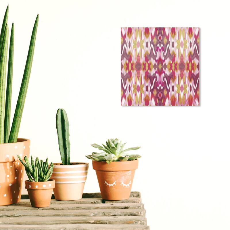 Wynwood Studio Canvas Abstract Journey Ikat Pink and Modern & Contemporary Wall Art Canvas Print - 12 x 12