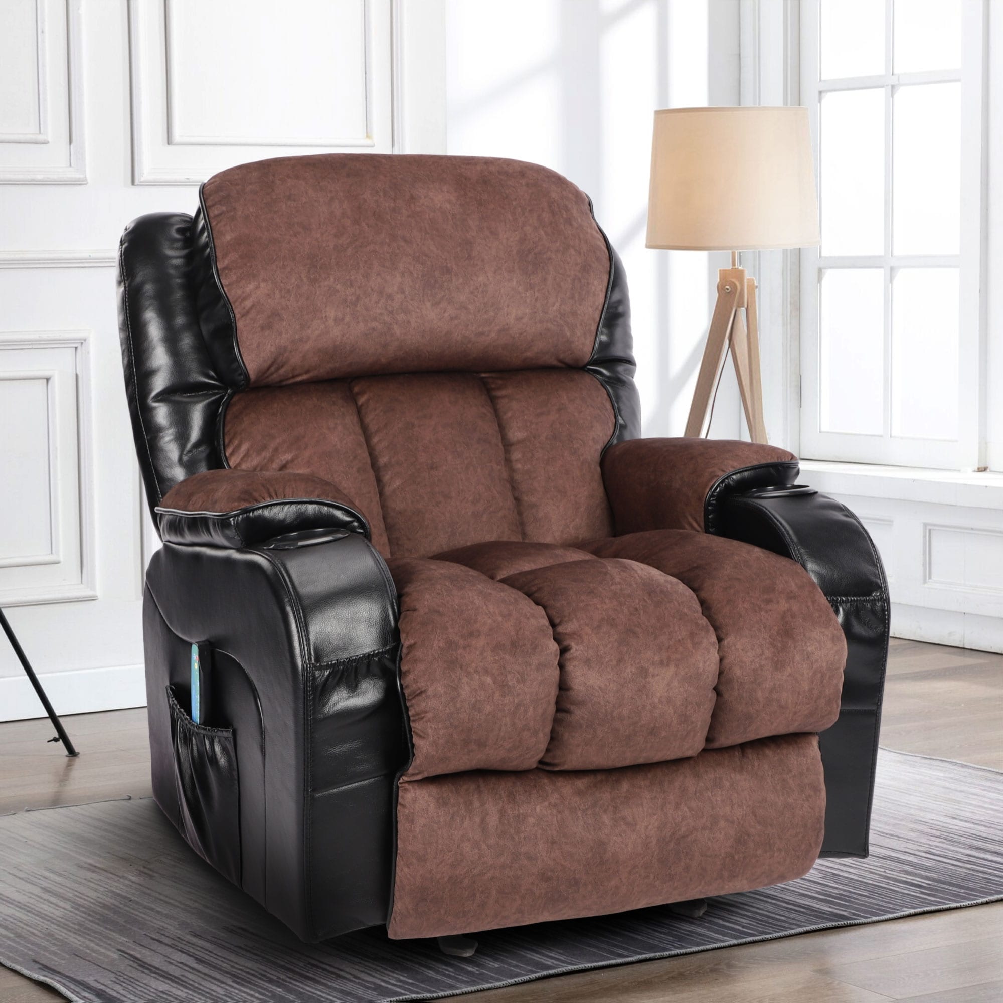 Leather recliner chair top with heat and massage