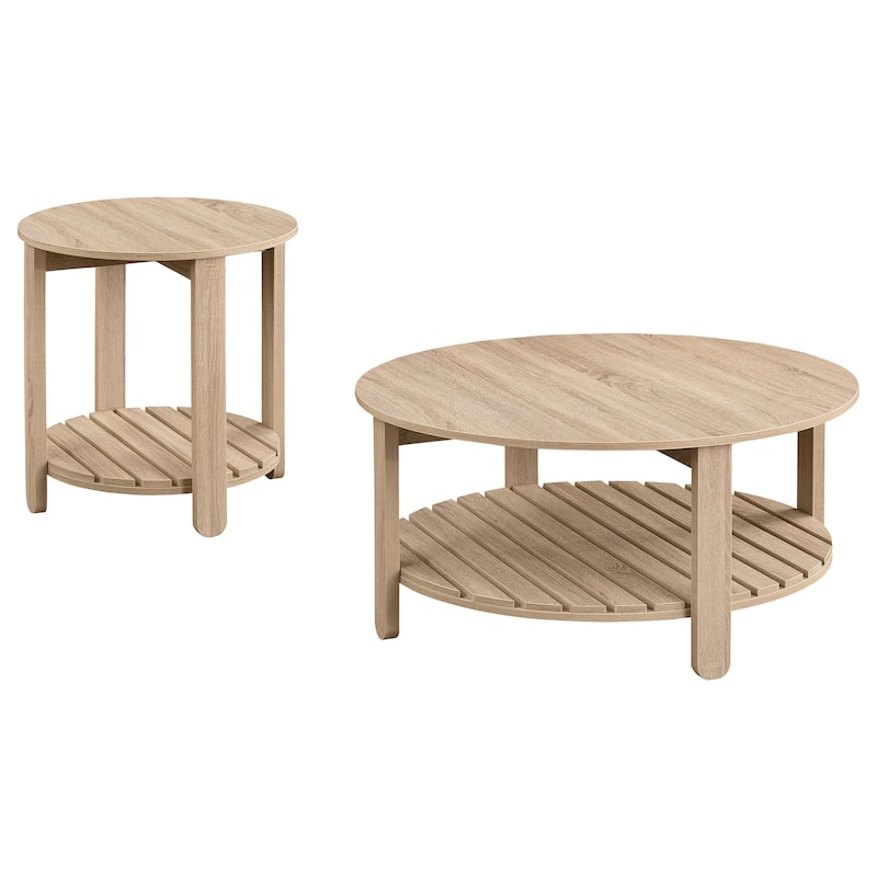 Fowler Round Coffee And End Table Set Natural