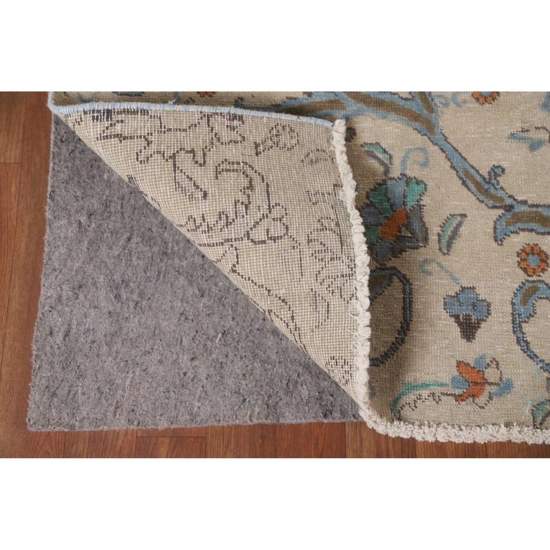 Hand Knotted Oriental 100% Wool Carpet Traditional Floral Beige & Ivories Tabriz Area Rug - 10' 1'' X 6' 10''