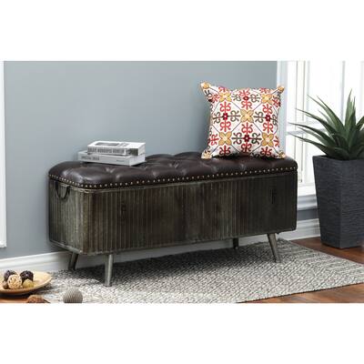 47.5-Inch Wide Leather Tufted Storage Bench - 20.75" H x 47.51" W x 15.51" D