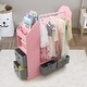 preview thumbnail 12 of 13, Costume RackOpen Hanging Armoire Closet with Mirror-PINK