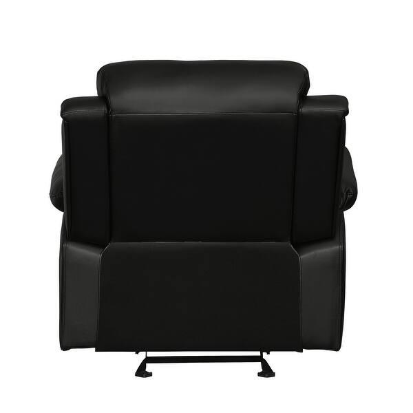 Clark 37 Inch Manual Glider Recliner Chair, Black Faux Leather 