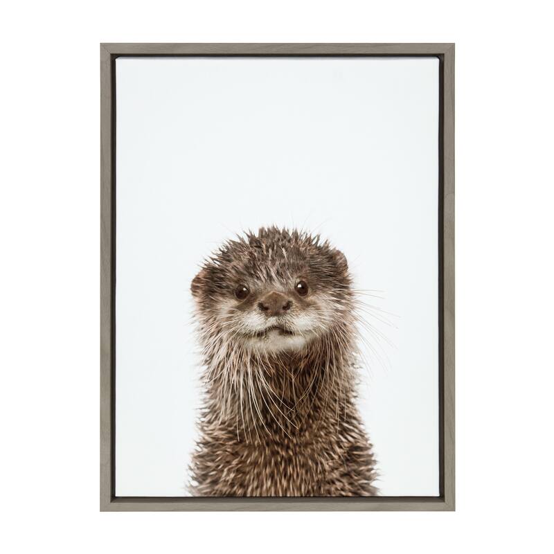 Kate and Laurel Sylvie Animal Studio Otter Framed Canvas by Amy Peterson Art Studio