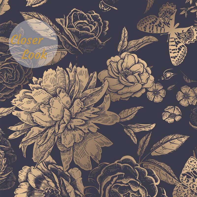 Dark Brown house of Hampton Peonies Removable Wallpaper - 24'' inch x 10'ft