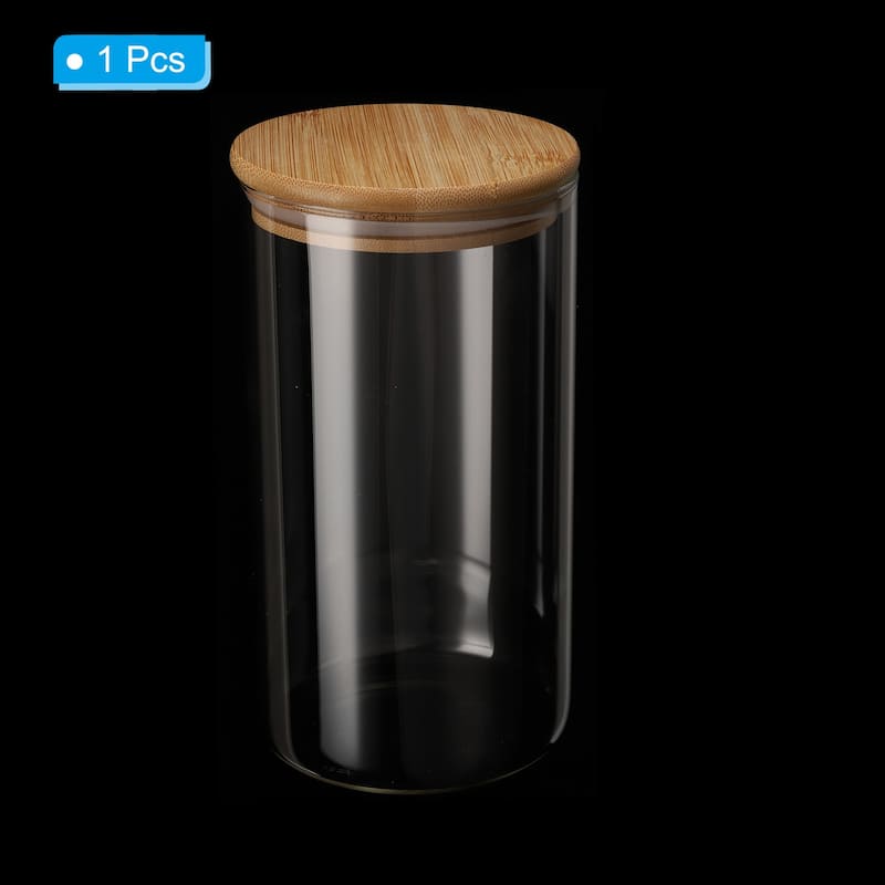 47oz Glass Jar with Airtight Bamboo Lid Glass Kitchen Container (20x10cm) - Transparent