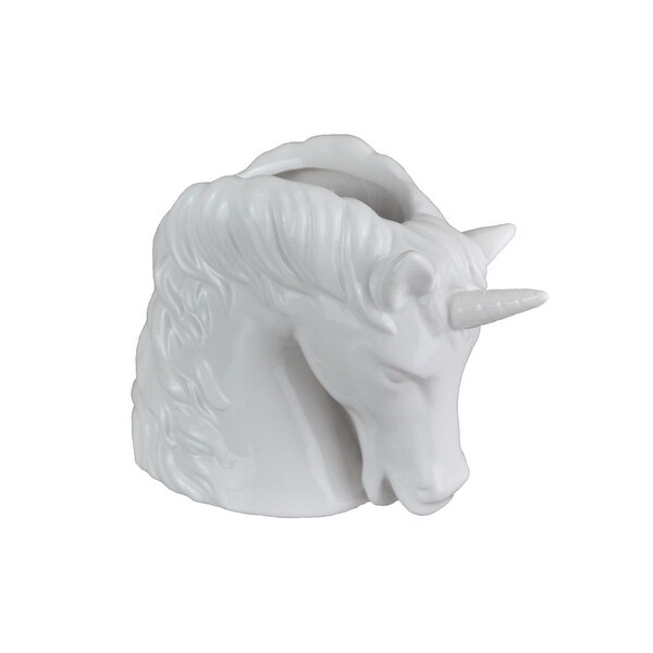 Shop White Ceramic Unicorn Head Planter Container Glazed Succulent